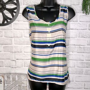 Fun & Flirt Hi Lo Flowy Striped Tank Top Shirt Size Medium Boho Y2K